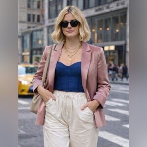 INC International Concepts Blazer Dusk-Rose 0X Satin NWT couquette feminine BOHO